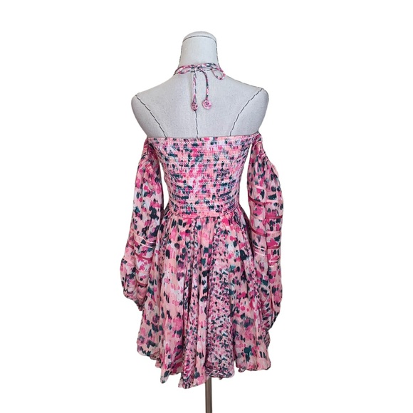 Free People Rococo Sand Mimi Pink Off Shoulder Mini Dress sz XS - Picture 9 of 13